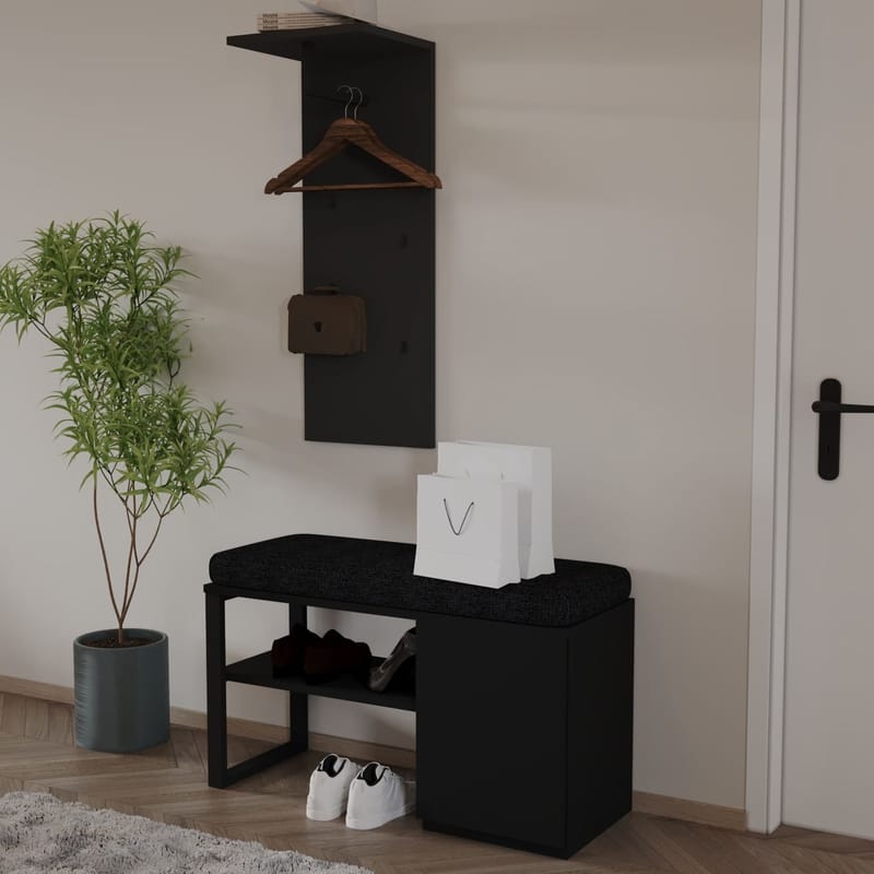 Uniqo Hallstativsæt 35x90x35 cm - Sort - Møbler - Stole & lænestole - Bænke - Entrébænk - Entrébænk med opbevaring
