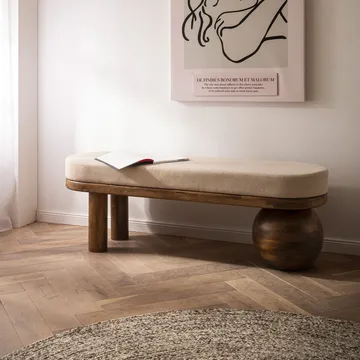 Fenira bænk 140 cm - beige og varm mørkebrun - Møbler - Stole & lænestole - Bænke - Entrébænk