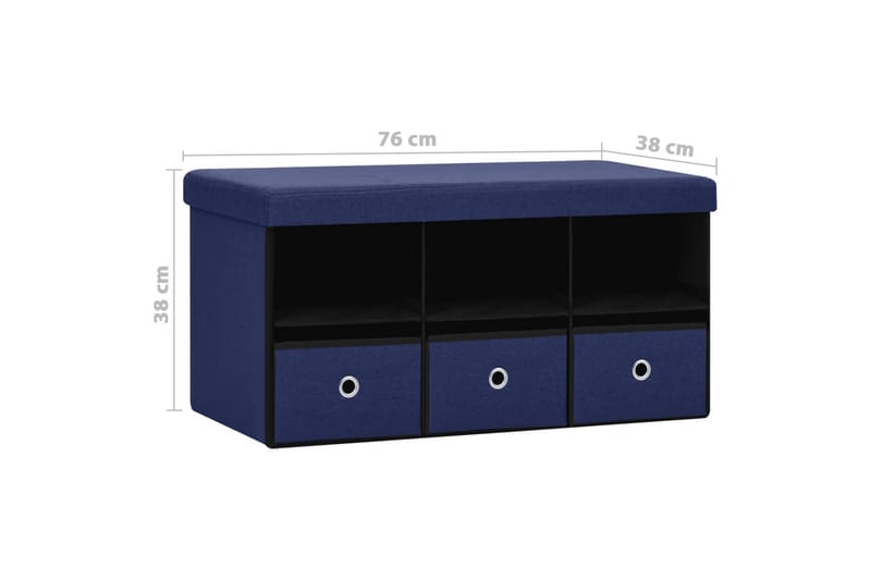 foldbar opbevaringsbænk 76x38x38 cm kunstlærred blå - Blå - Entréopbevaring - Skohylde med bænk