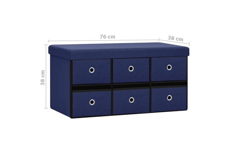 foldbar opbevaringsbænk 76x38x38 cm kunstlærred blå - Blå - Møbler - Stole & lænestole - Bænke - Skohylde med bænk