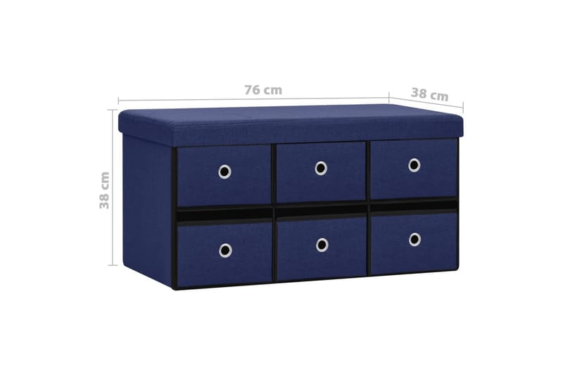 foldbar opbevaringsbænk 76x38x38 cm kunstlærred blå - Blå - Entréopbevaring - Skohylde med bænk