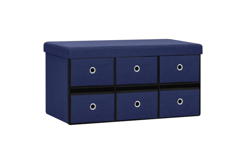 foldbar opbevaringsbænk 76x38x38 cm kunstlærred blå - Blå - Møbler - Stole & lænestole - Bænke - Skohylde med bænk