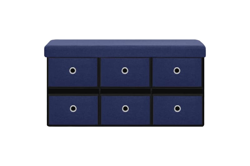 foldbar opbevaringsbænk 76x38x38 cm kunstlærred blå - Blå - Møbler - Stole & lænestole - Bænke - Skohylde med bænk