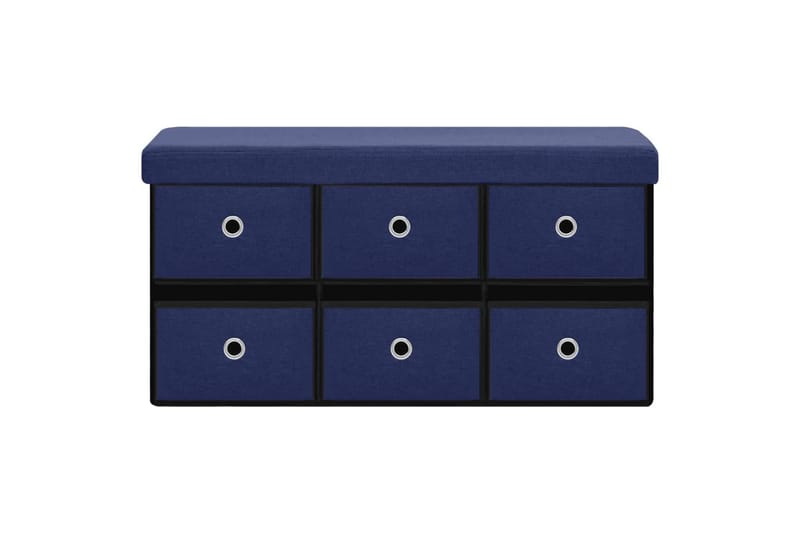 foldbar opbevaringsbænk 76x38x38 cm kunstlærred blå - Blå - Skohylde med bænk - Entréopbevaring