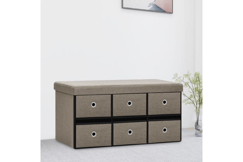 foldbar opbevaringsbænk 76x38x38 cm kunstlærred gråbrun - Gråbrun - Entréopbevaring - Skohylde med bænk