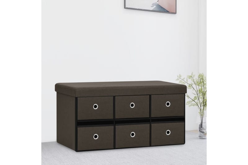 foldbar opbevaringsbænk 76x38x38 cm kunstlærred mørkebrun - Brun - Entréopbevaring - Skohylde med bænk