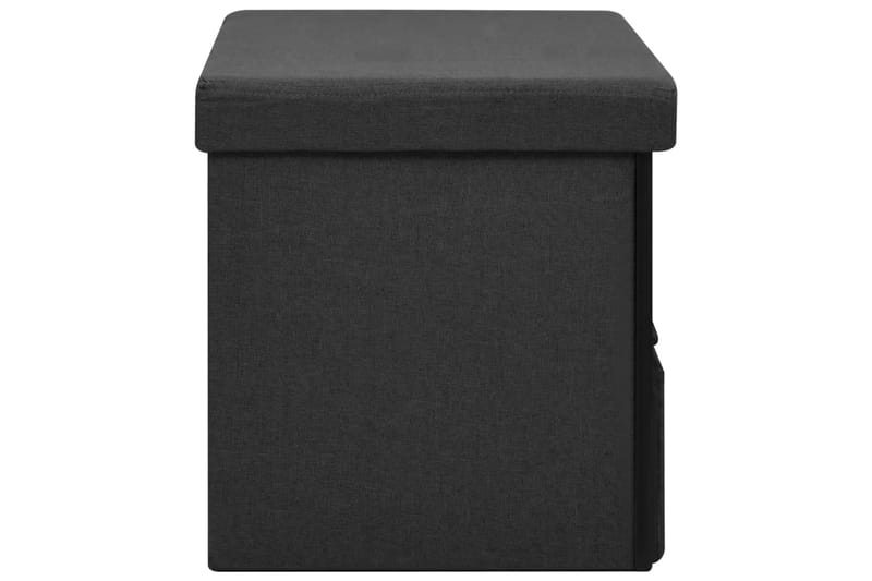 foldbar opbevaringsbænk 76x38x38 cm kunstlærred sort - Sort - Entréopbevaring - Skohylde med bænk