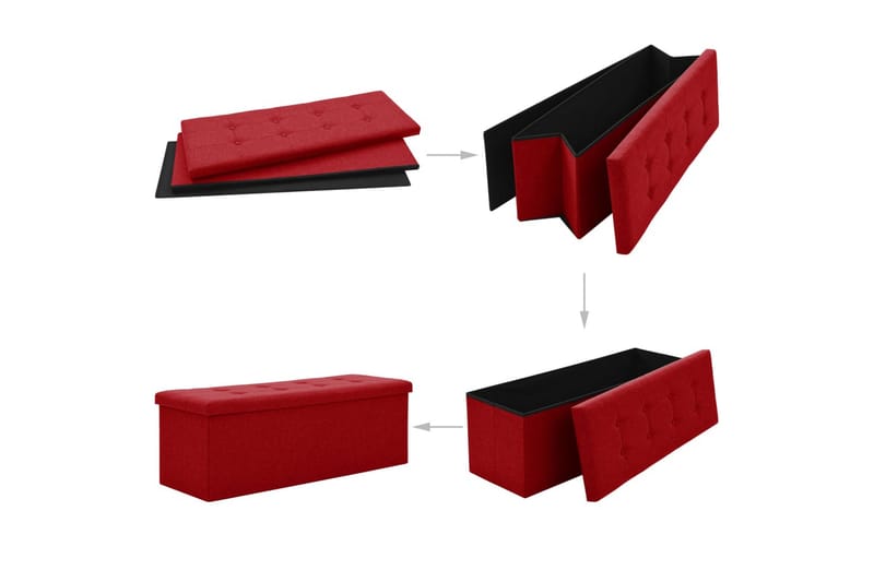 foldbar opbevaringsbænk kunstlærred vinrød - Rød - Entréopbevaring - Skohylde med bænk