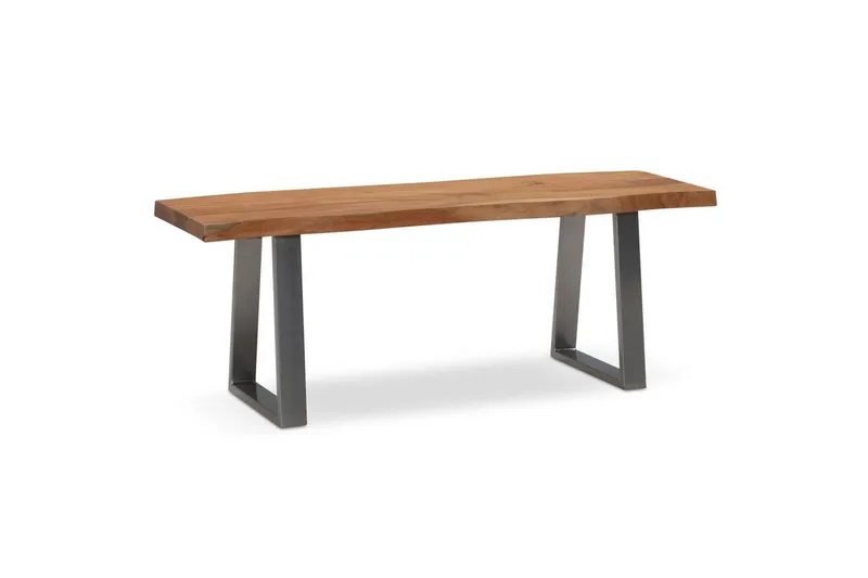 Garderobebænk Wohnling Massivt Akacietræ 120 cm Trækantentré Sølv, Lige Løbere - Sølv, Lige Løbere - Møbler - Stole & lænestole - Bænke - Entrébænk