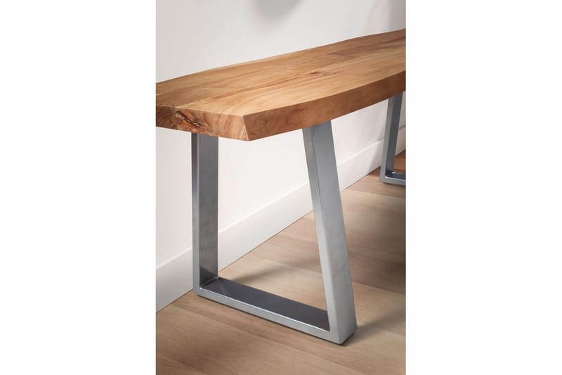 Garderobebænk Wohnling Massivt Akacietræ 120 cm Trækantentré Sølv, Lige Løbere - Sølv, Lige Løbere - Møbler - Stole & lænestole - Bænke - Entrébænk