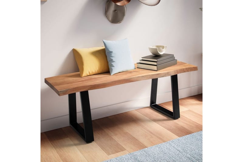Garderobebænk Wohnling Massivt Akacietræ 120 cm Trækantentré Sort, Lige Løbere - Sort, Lige Løbere - Møbler - Stole & lænestole - Bænke - Entrébænk