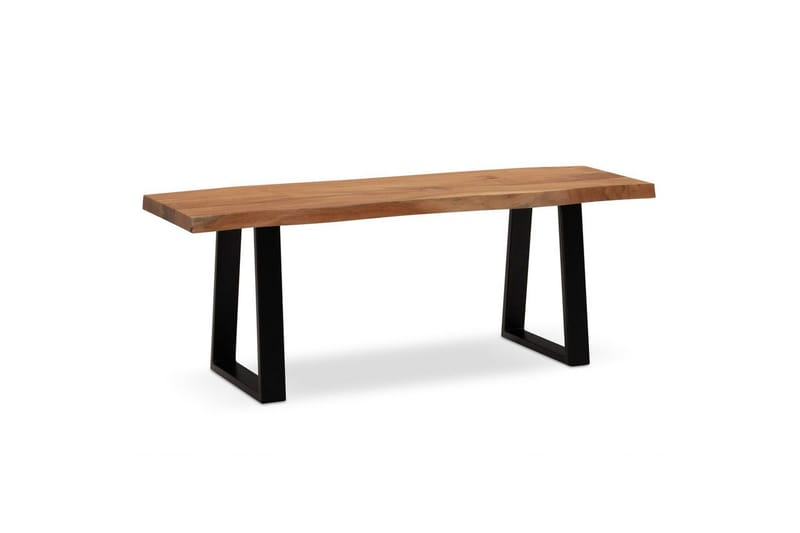 Garderobebænk Wohnling Massivt Akacietræ 120 cm Trækantentré Sort, Lige Løbere, Sort, Lige Løbere