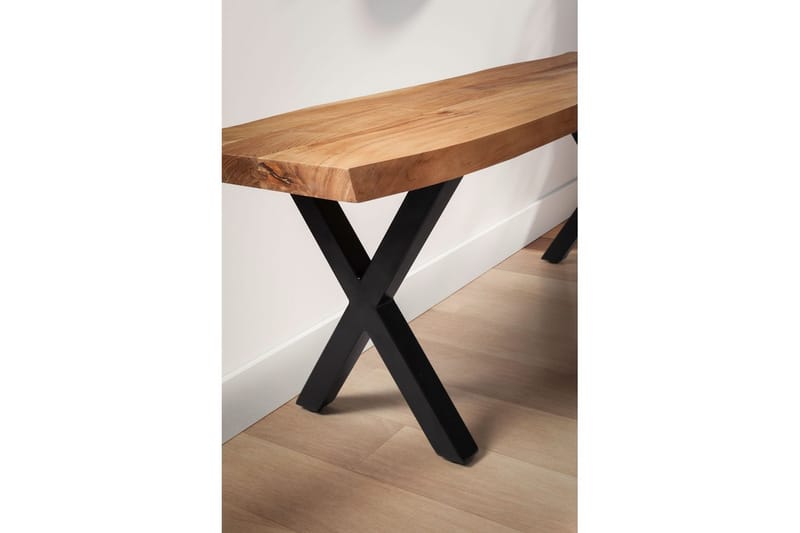 Garderobebænk Wohnling Massivt Akacietræ 120 cm Trækantentré Sort, X-Frame - Sort, X-Frame - Møbler - Stole & lænestole - Bænke - Entrébænk