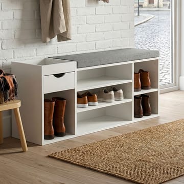 Morira skobænk 100 cm - hvid og mørkegrå - Møbler - Stole & lænestole - Bænke - Skohylde med bænk