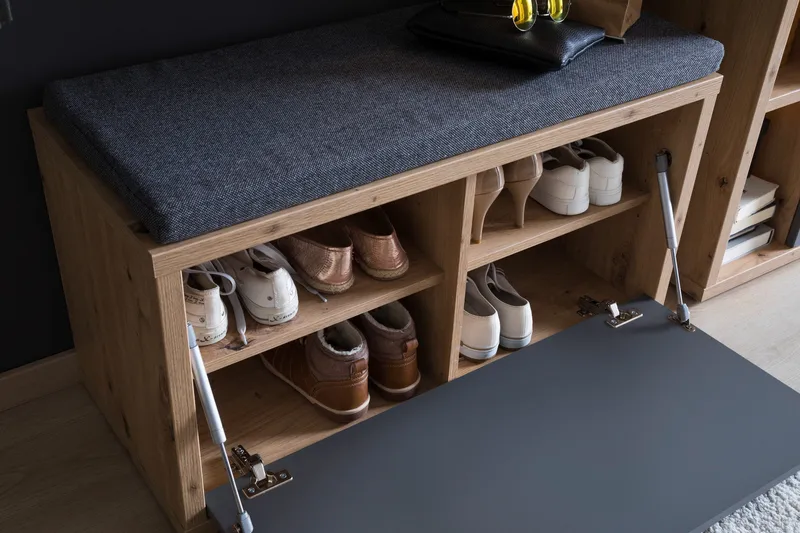 Nacimento Bænk 86 cm - Grå/Natur - Møbler - Stole & lænestole - Bænke - Entrébænk - Entrébænk med opbevaring