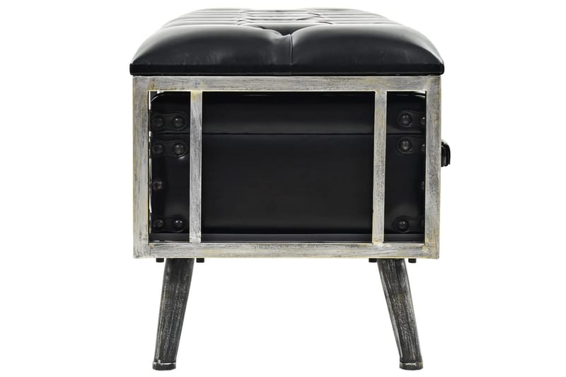 opbevaringsbænk 110 cm kunstlæder sort - Sort - Entrébænk med opbevaring - Bænk med opbevaring - Opbevaringsbænk - Entrébænk - Bænke