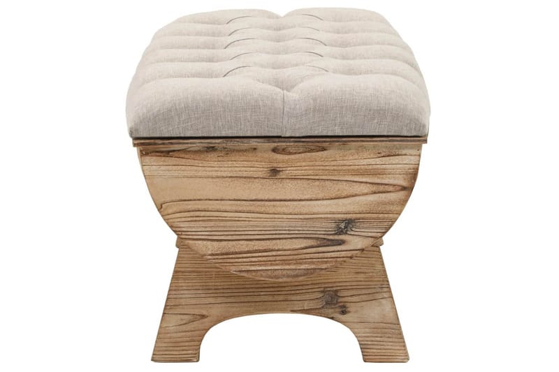 Opbevaringsbænk Massivt Træ Og Stof 103 X 51 X 44 Cm - Creme - Møbler - Stole & lænestole - Bænke - Entrébænk - Entrébænk med opbevaring