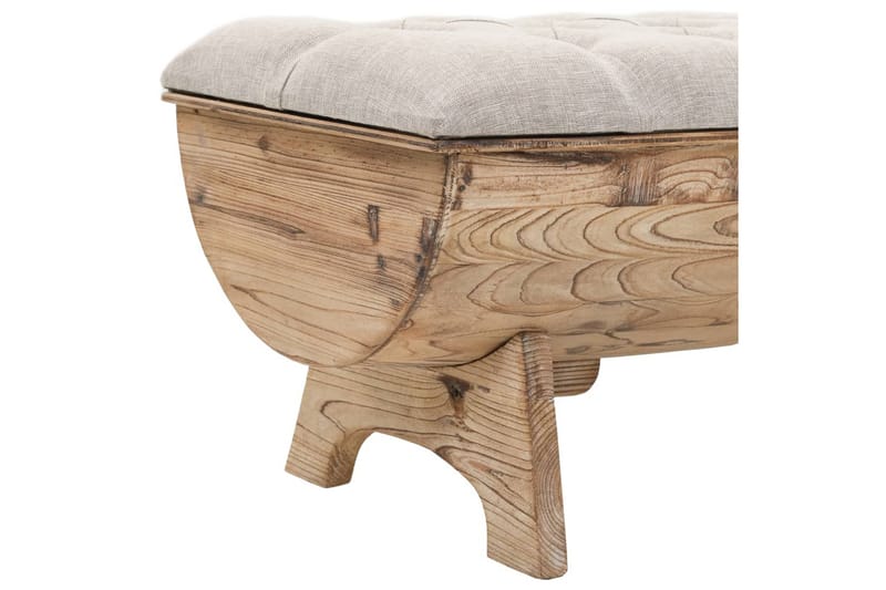 Opbevaringsbænk Massivt Træ Og Stof 103 X 51 X 44 Cm - Creme - Møbler - Stole & lænestole - Bænke - Entrébænk - Entrébænk med opbevaring