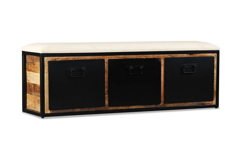 Opbevaringsbænk Med 3 Skuffer I Massivt Mangotræ 120X30X40Cm - Brun - Møbler - Stole & lænestole - Bænke - Entrébænk - Entrébænk med opbevaring