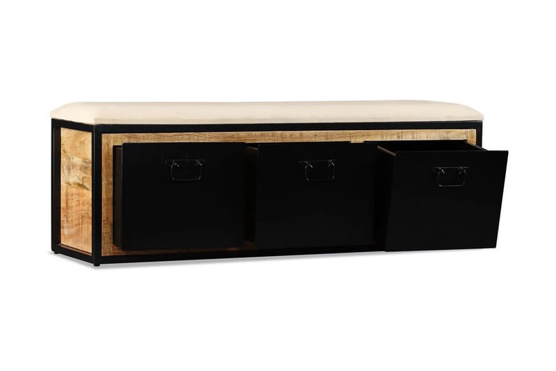 Opbevaringsbænk Med 3 Skuffer I Massivt Mangotræ 120X30X40Cm - Brun - Møbler - Stole & lænestole - Bænke - Entrébænk - Entrébænk med opbevaring