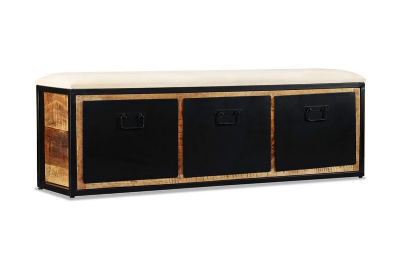 Opbevaringsbænk Med 3 Skuffer I Massivt Mangotræ 120X30X40Cm - Brun - Møbler - Stole & lænestole - Bænke - Entrébænk - Entrébænk med opbevaring