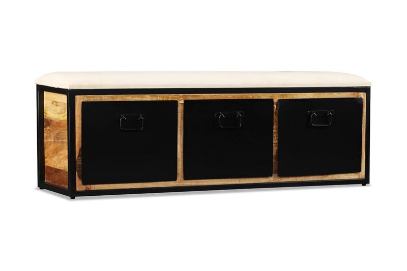 Opbevaringsbænk Med 3 Skuffer I Massivt Mangotræ 120X30X40Cm - Brun - Møbler - Stole & lænestole - Bænke - Entrébænk - Entrébænk med opbevaring