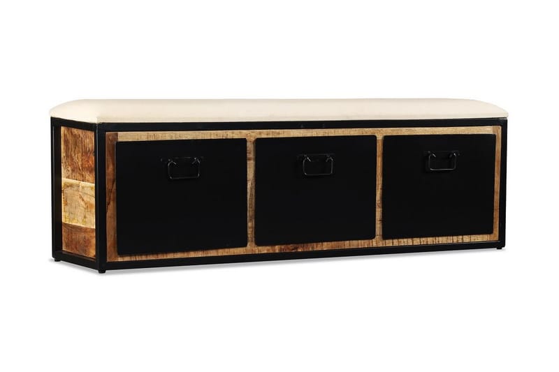 Opbevaringsbænk Med 3 Skuffer I Massivt Mangotræ 120X30X40Cm - Brun - Møbler - Stole & lænestole - Bænke - Entrébænk - Entrébænk med opbevaring