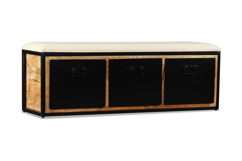 Opbevaringsbænk Med 3 Skuffer I Massivt Mangotræ 120X30X40Cm - Brun - Møbler - Stole & lænestole - Bænke - Entrébænk - Entrébænk med opbevaring