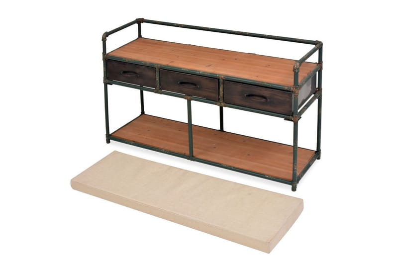 Opbevaringsbænk Med Hynde 107,5 X 34,5 X 59 Cm - Flerfarvet - Møbler - Stole & lænestole - Bænke - Entrébænk - Entrébænk med opbevaring