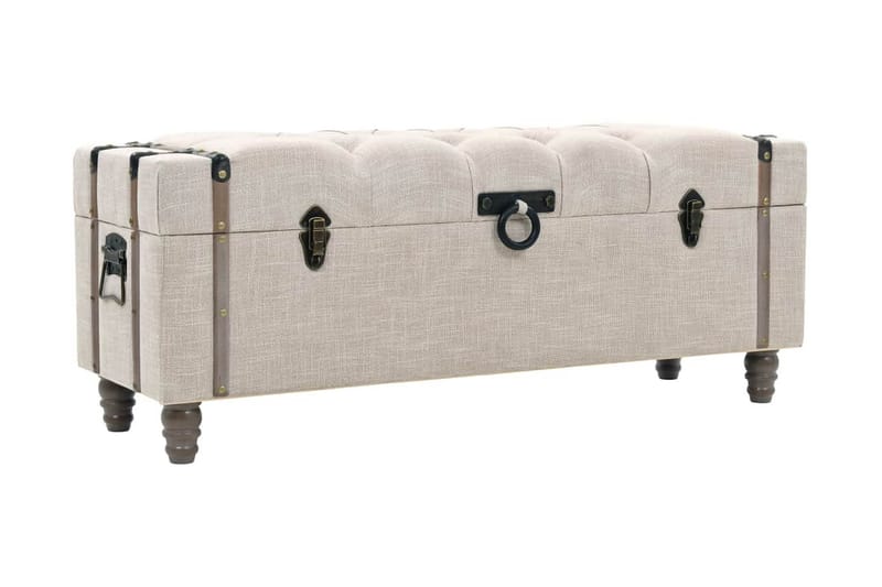 Opbevaringsbænkesæt 3 Dele Massivt Træ Og Stål 112X37X45Cm - Creme - Entrébænk med opbevaring - Bænk med opbevaring - Opbevaringsbænk - Entrébænk - Bænke