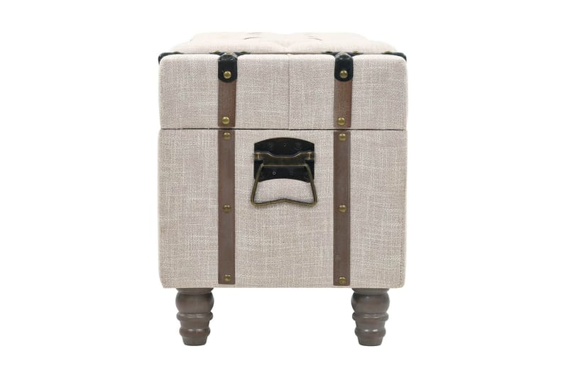 Opbevaringsbænkesæt 3 Dele Massivt Træ Og Stål 112X37X45Cm - Creme - Møbler - Stole & lænestole - Bænke - Entrébænk - Entrébænk med opbevaring