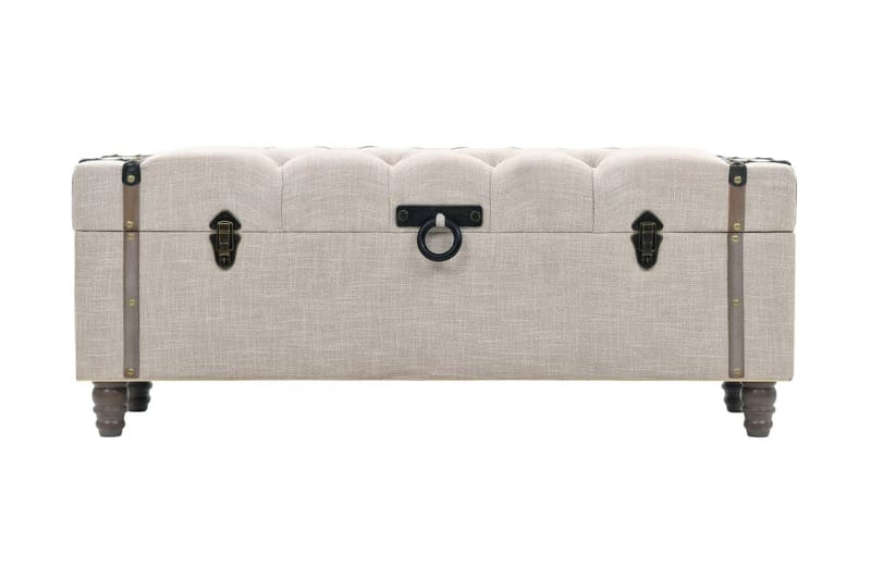 Opbevaringsbænkesæt 3 Dele Massivt Træ Og Stål 112X37X45Cm - Creme - Møbler - Stole & lænestole - Bænke - Entrébænk - Entrébænk med opbevaring