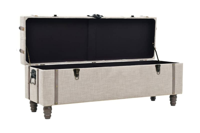 Opbevaringsbænkesæt 3 Dele Massivt Træ Og Stål 112X37X45Cm - Creme - Møbler - Stole & lænestole - Bænke - Entrébænk - Entrébænk med opbevaring