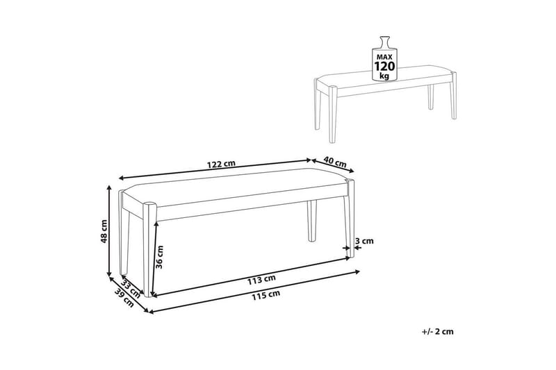 Polstret bænk Elyria Grå/lyst træ - Grå/lyst træ - Møbler - Stole & lænestole - Bænke - Entrébænk