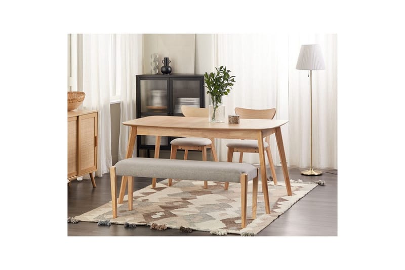 Polstret bænk Elyria Grå/lyst træ - Grå/lyst træ - Møbler - Stole & lænestole - Bænke - Entrébænk