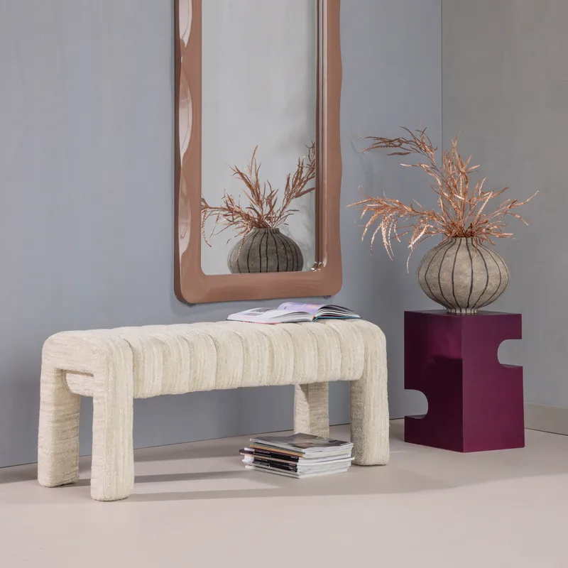 Polstret bænk Frex 110 cm, Natur