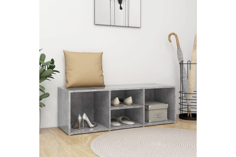 skobænk 105x35x35 cm spånplade betongrå - Grå - Møbler - Stole & lænestole - Bænke - Skohylde med bænk