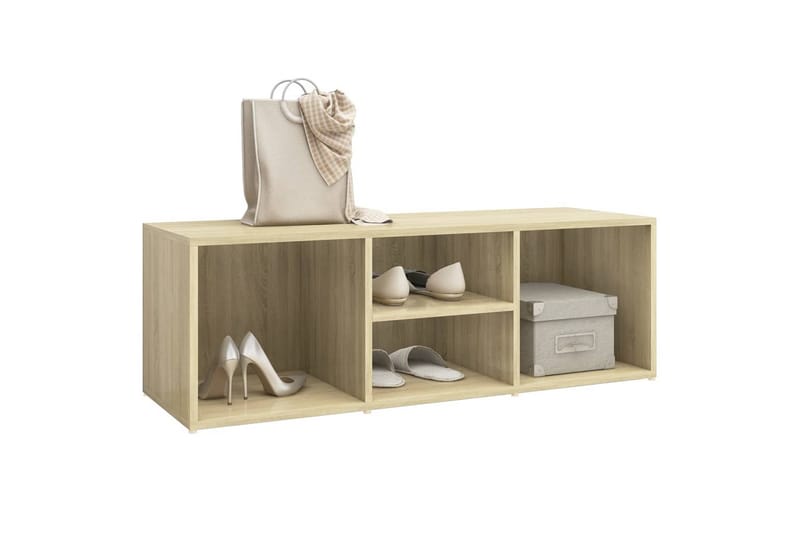 skobænk 105x35x35 cm spånplade sonoma-eg - Brun - Møbler - Stole & lænestole - Bænke - Skohylde med bænk