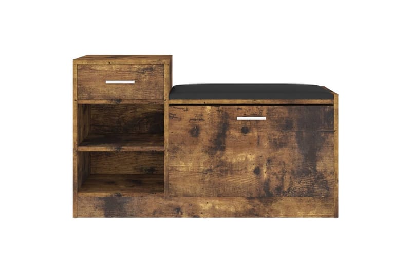 skobænk 94,5x31x57 cm spånplade røget eg - Brun - Møbler - Stole & lænestole - Bænke - Skohylde med bænk