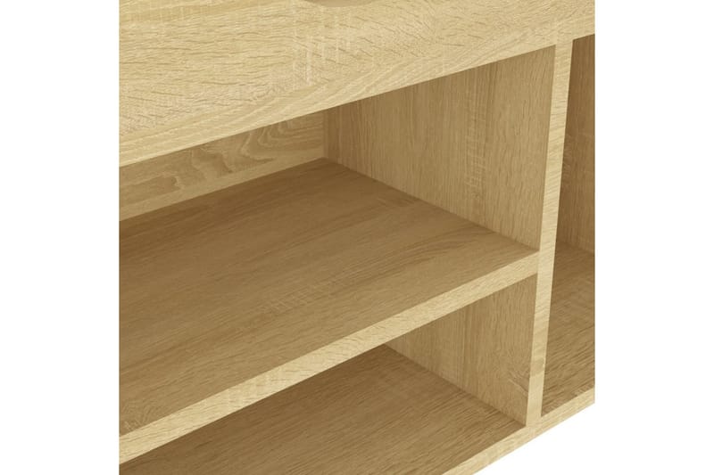 skobænk med hynde 104x30x49 cm spånplade sonoma-eg - Brun - Møbler - Stole & lænestole - Bænke - Skohylde med bænk