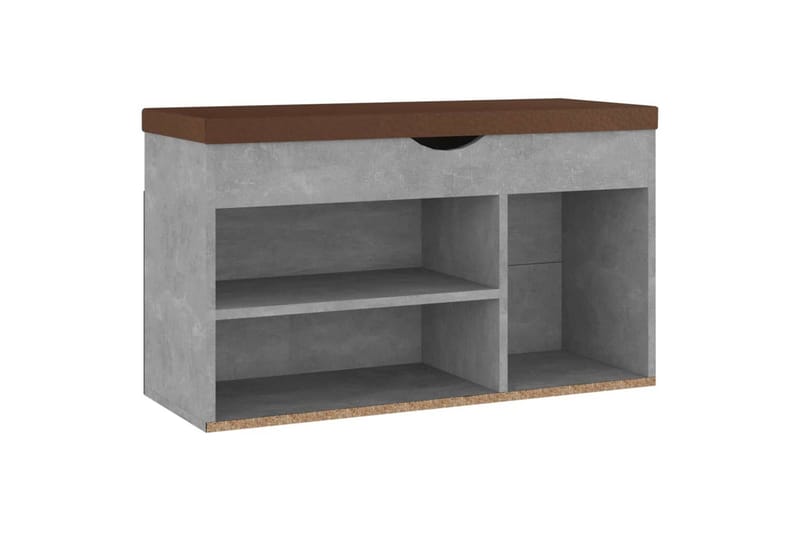 skobænk med hynde 80x30x47 cm spånplade betongrå - Grå - Skohylde med bænk - Entréopbevaring