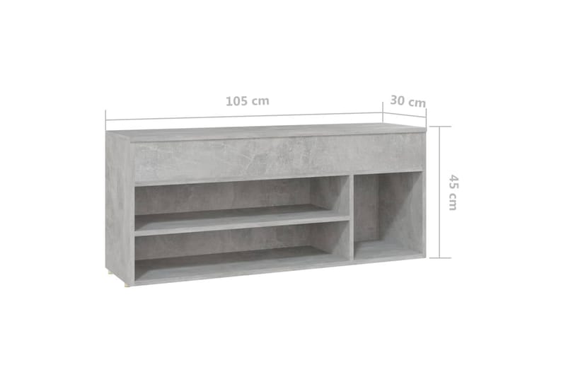 skobænk 105x30x45 cm spånplade betongrå - Grå - Møbler - Stole & lænestole - Bænke - Skohylde med bænk