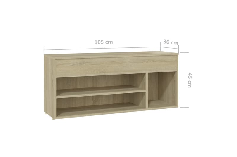 skobænk 105x30x45 cm spånplade sonoma-eg - Brun - Møbler - Stole & lænestole - Bænke - Skohylde med bænk
