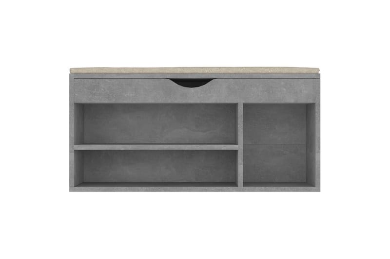 skobænk med hynde 104x30x49 cm spånplade betongrå - Grå - Møbler - Stole & lænestole - Bænke - Skohylde med bænk