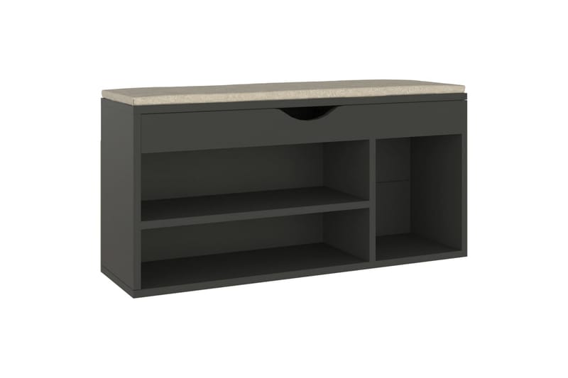 skobænk med hynde 104x30x49 cm spånplade grå - Grå - Møbler - Stole & lænestole - Bænke - Skohylde med bænk