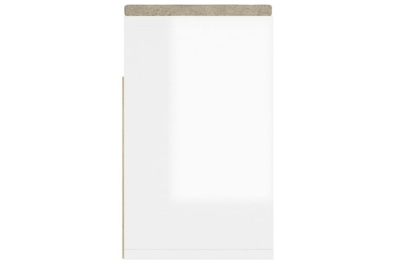skobænk med hynde 104x30x49 cm spånplade hvid højglans - Hvid - Møbler - Stole & lænestole - Bænke - Skohylde med bænk
