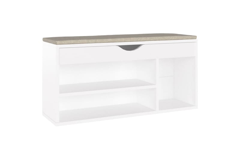 skobænk med hynde 104x30x49 cm spånplade hvid - Hvid - Møbler - Stole & lænestole - Bænke - Skohylde med bænk