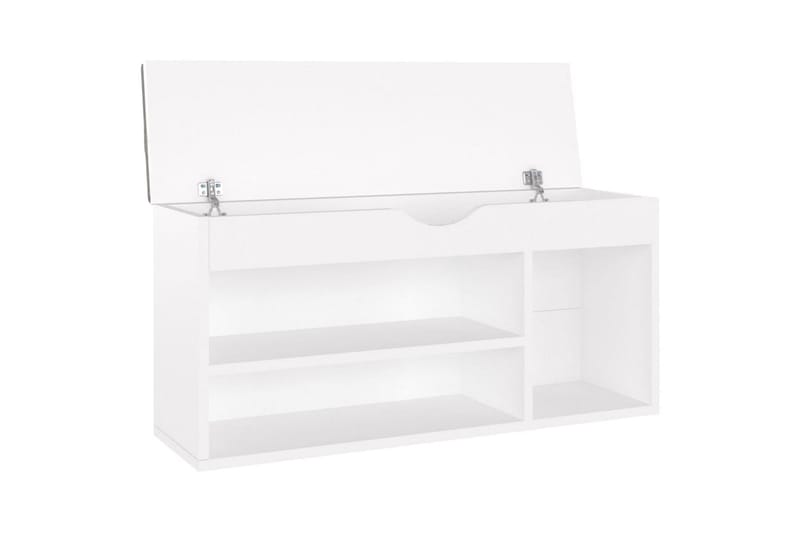 skobænk med hynde 104x30x49 cm spånplade hvid - Hvid - Møbler - Stole & lænestole - Bænke - Skohylde med bænk