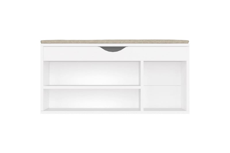skobænk med hynde 104x30x49 cm spånplade hvid - Hvid - Møbler - Stole & lænestole - Bænke - Skohylde med bænk