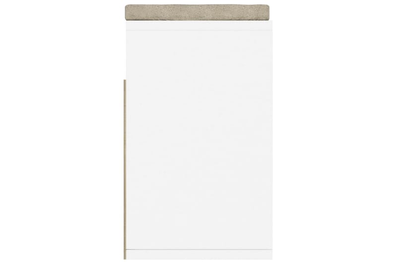 skobænk med hynde 104x30x49 cm spånplade hvid og sonoma-eg - Beige - Møbler - Stole & lænestole - Bænke - Skohylde med bænk